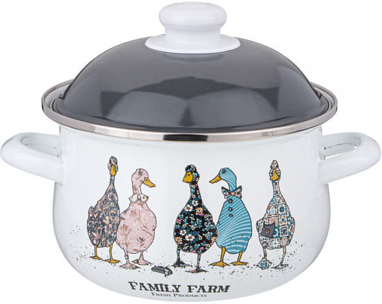 Кастрюля эмалированная с крышкой «Family farm»