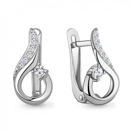 Серьги из серебра с фианитами