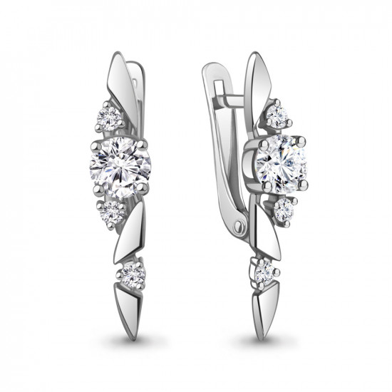Серьги из серебра с фианитами