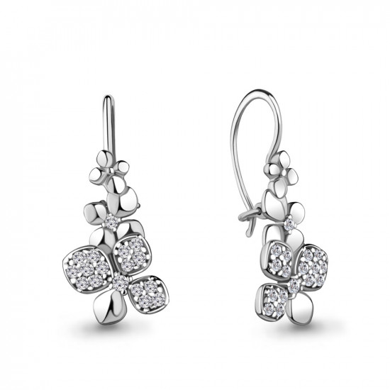 Серьги из серебра с фианитами
