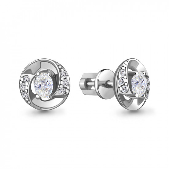 Серьги из серебра с фианитами