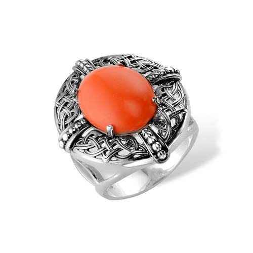 Кольцо из серебра с кораллом