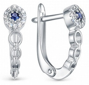 Серьги из серебра с фианитами