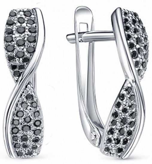 Серьги из серебра с фианитами