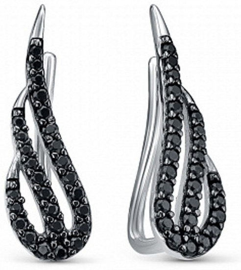 Серьги из серебра с фианитами