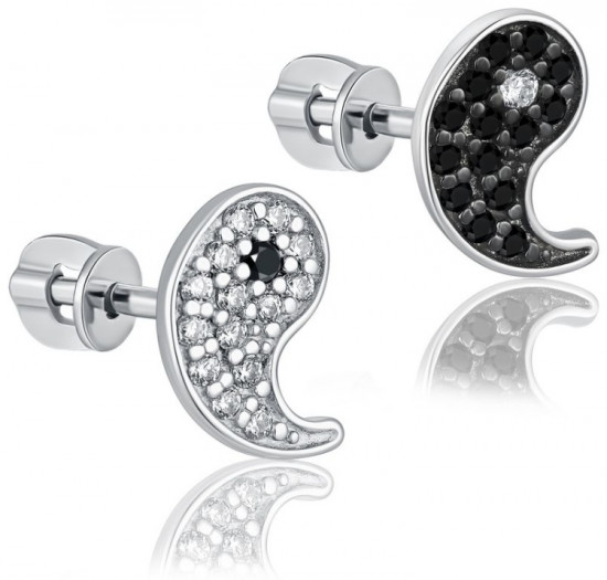 Серьги из серебра с фианитами