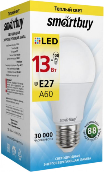 Светодиодная (LED) лампа A60-13W/3000/E27 (SBL-A60-13-30K-E27-A)