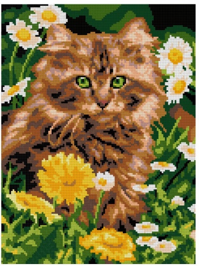 Алмазная мозаика «Котик в одуванчиках»
