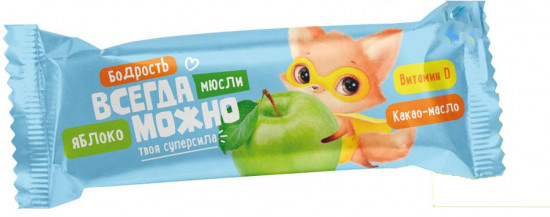 Батончик-мюсли с яблоком и витамином D