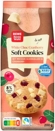 Печенье с белым шоколадом и клюквой «Soft Cookies White Choc Cranberry»