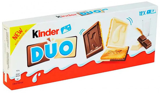 Печенье крекерное с молочным и белым шоколадом «Kinder Duo»