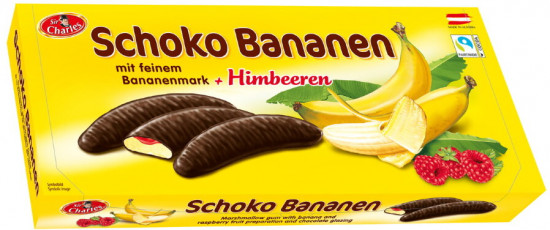 Суфле банановое с малиновым джемом в шоколаде «Schoko Bananen Himbeeren»