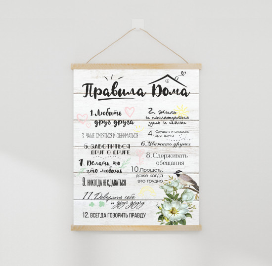 Настенное подвесное панно «Правила дома»
