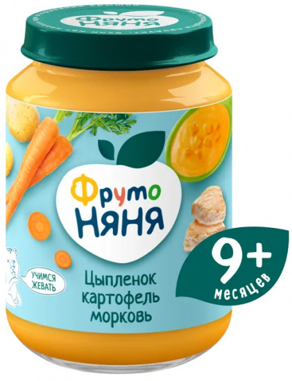 Пюре детское мясорастительное с кусочками «Цыпленок, картофель, морковь»