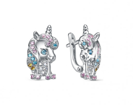 Серьги из серебра с фианитами