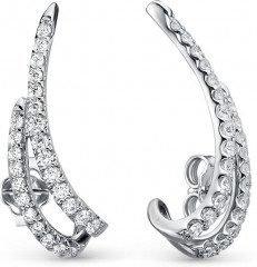 Серьги-пусеты из серебра с циркониями