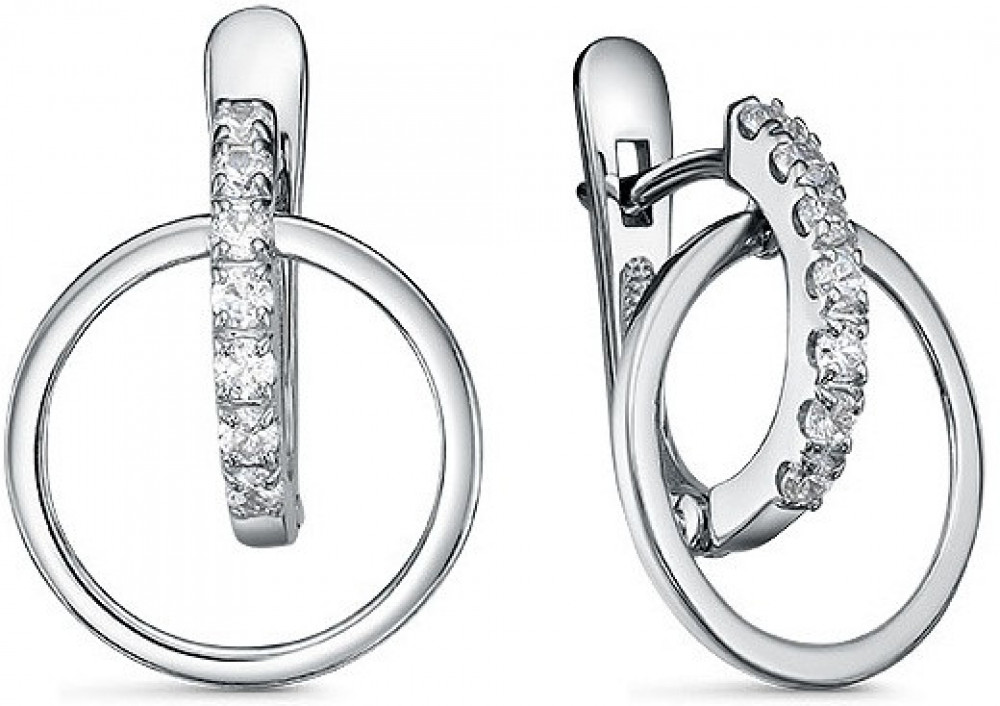 Серьги из серебра с фианитами | Family Jewelry