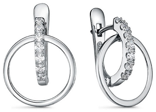 Серьги из серебра с фианитами