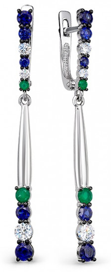 Серьги из серебра с фианитами