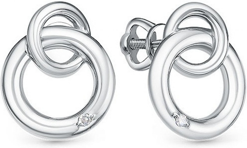 Серьги-пусеты из серебра с бриллиантами | Family Jewelry