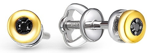 Серьги-пусеты из серебра с бриллиантами