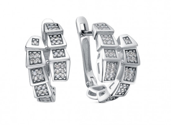 Серьги из серебра с фианитами