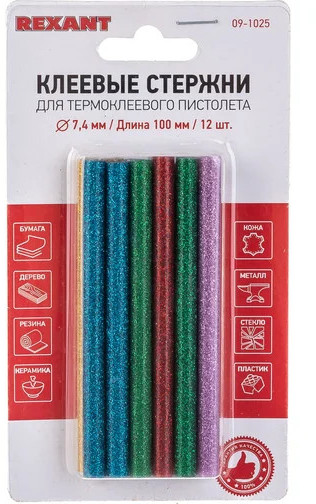 Стержни клеевые цветные с блестками