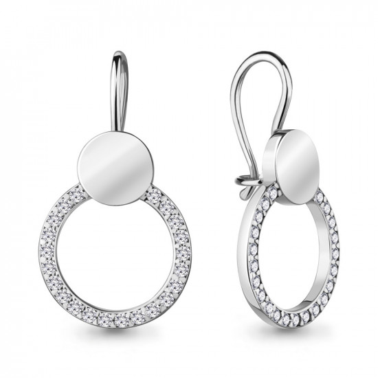 Серьги из серебра с фианитами