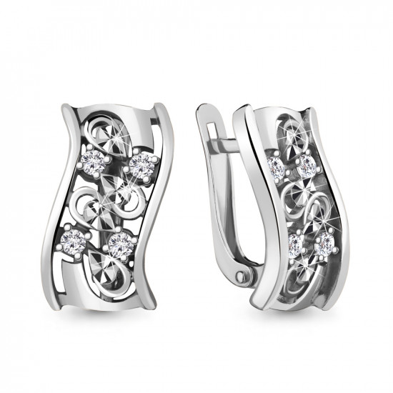 Серьги из серебра с фианитами