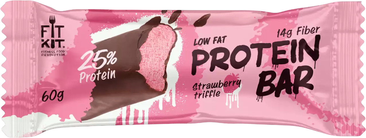 Батончик глазированный Protein Bar «Клубничный трайфл» | FitKit