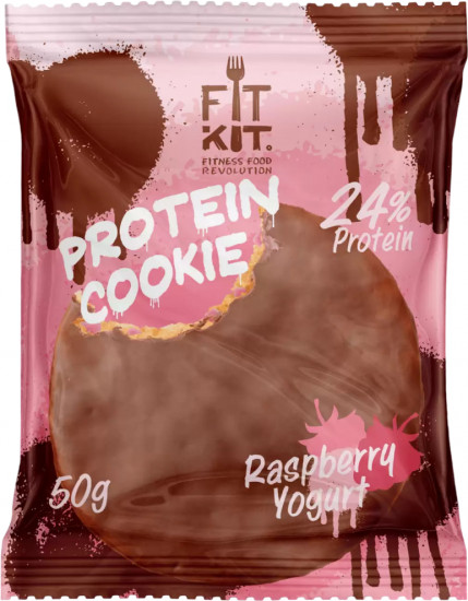 Десерт глазированный со вкусом малинового йогурта «FK Protein chocolate сookie»