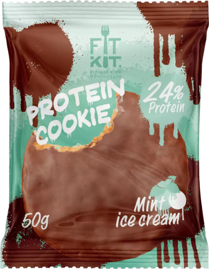 Десерт глазированный со вкусом мятного мороженого «FK Protein chocolate сookie»