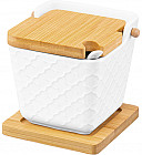 Банка для хранения с ложкой на деревянном подставке «Арабеск»