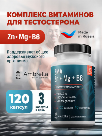 Комплекс витаминов для тестостерона «Zn + Mg + B6»