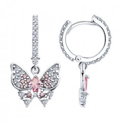 Серьги из серебра с фианитами