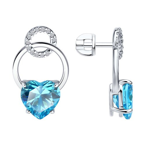 Серьги из серебра с фианитами