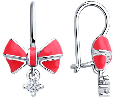 Серьги из серебра с фианитами и эмалью