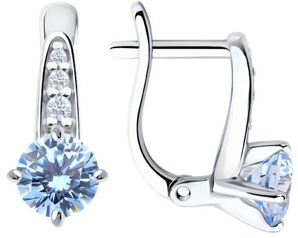 Серьги из серебра с фианитами