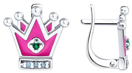 Серьги из серебра с фианитами и эмалью