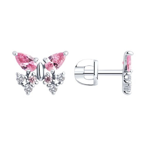 Серьги из серебра с фианитами