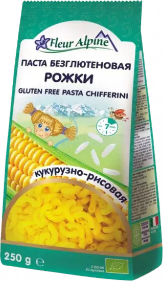 Макароны кукурузно-рисовые безглютеновые «Рожки»