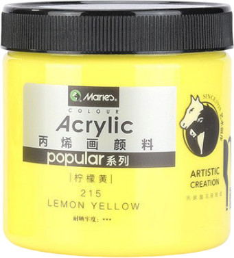 Краска акриловая для рисования и декора, 215 Lemon Yellow