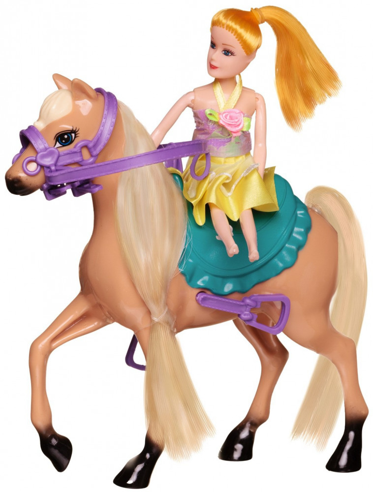 Набор игровой «Лошадка с бирюзовым седлом и куколка» | Моя лошадка | ABtoys