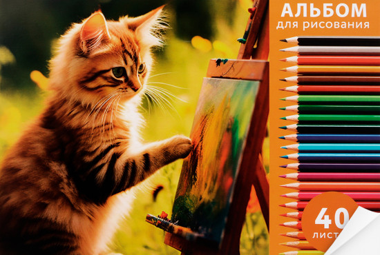 Альбом для рисования «Котик художник»