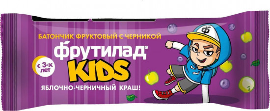 Батончик фруктовый со вкусом яблока и черники «Фрутилад KIDS Яблочно-черничный краш»