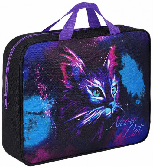 Папка-сумка на молнии «Neon cat»