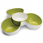 Блюдо для снека «Triple Dish», белое/зеленое