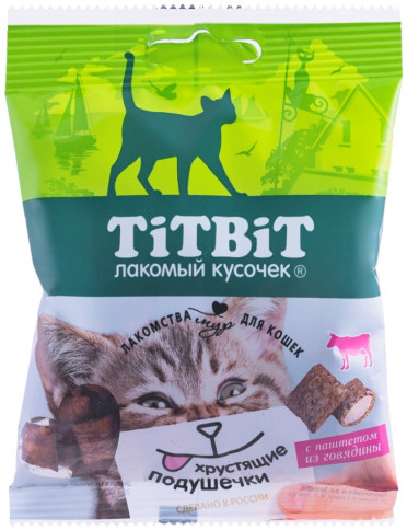 Набор лакомств для кошек «Хрустящие подушечки с паштетом из говядины»