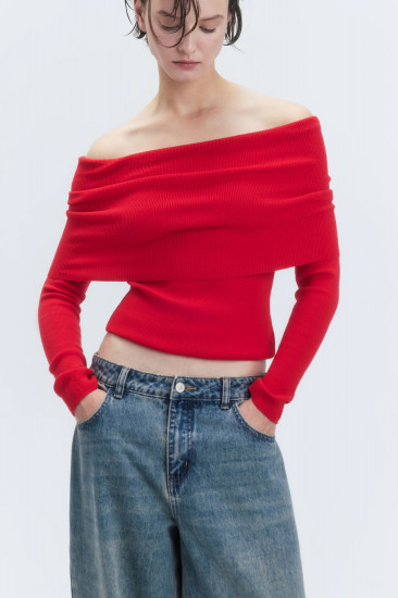 Джемпер off-shoulders тонкой вязки женский