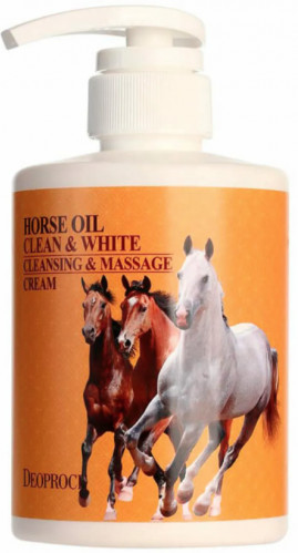 Крем массажный «Horse Oil Clean & White Cleansing & Massage Cream»